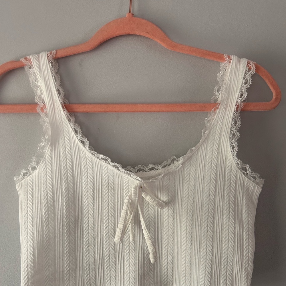 Elegant White Lace Trimmed Camisole